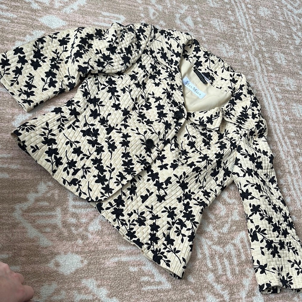 Max Mara floral jacket sz 8 us black cream